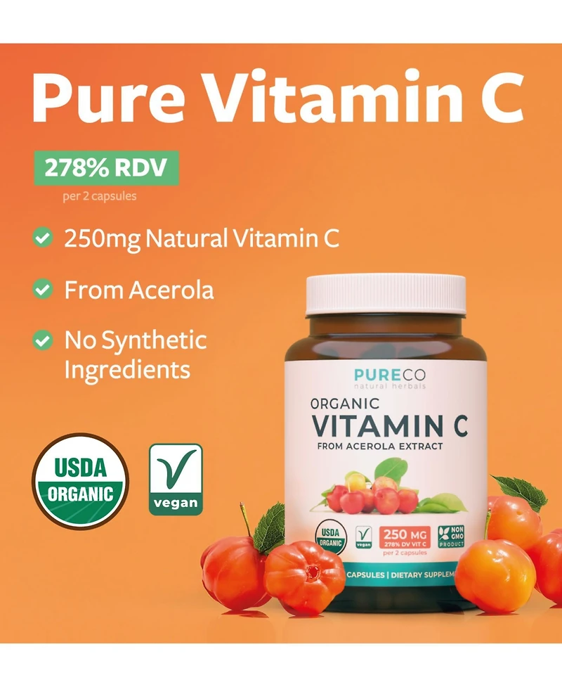Pure Co Vitamin C Gummies, 60ct Herbal
