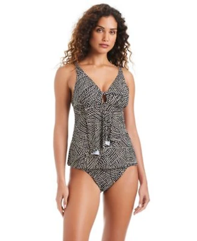 Beyond Control Womens Printed V Neck Tankini High Waist Bottoms