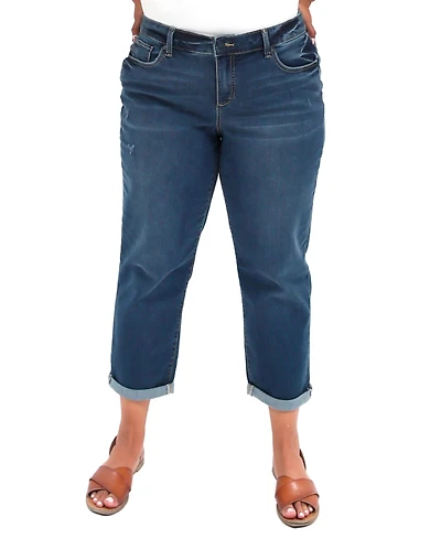 Slink Jeans Women's Denim Mid rise boyfriend rolled Kennedi