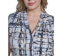 Calvin Klein Plus Printed Sleeveless V-Neck Top