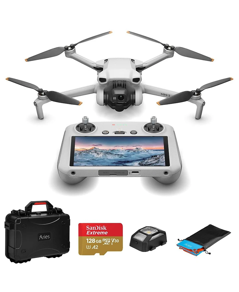 Dji Mini 3 Drone with Rc Remote Controller, Carrying Case, 128GB microSD Card, Anti-Collision Light, Landing Pad
