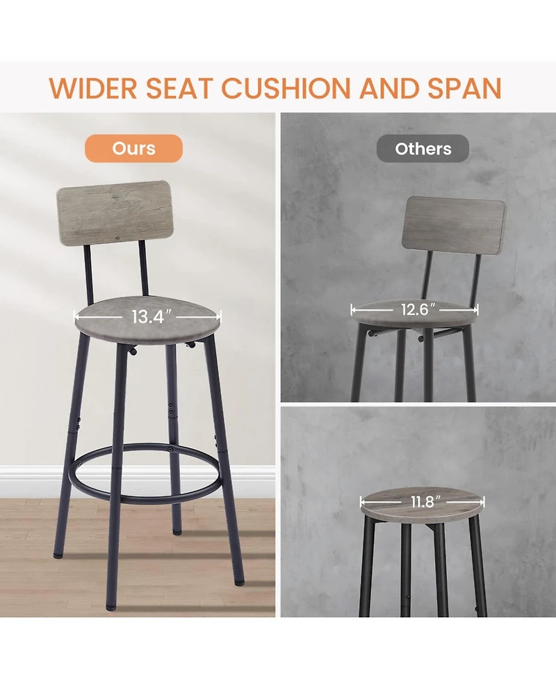 Casainc Bar Table Set with 2 Cushioned Backrest Stools, 23.62'' W x D 35.43'' H