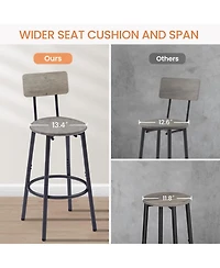 Casainc Bar Table Set with 2 Cushioned Backrest Stools, 23.62'' W x D 35.43'' H