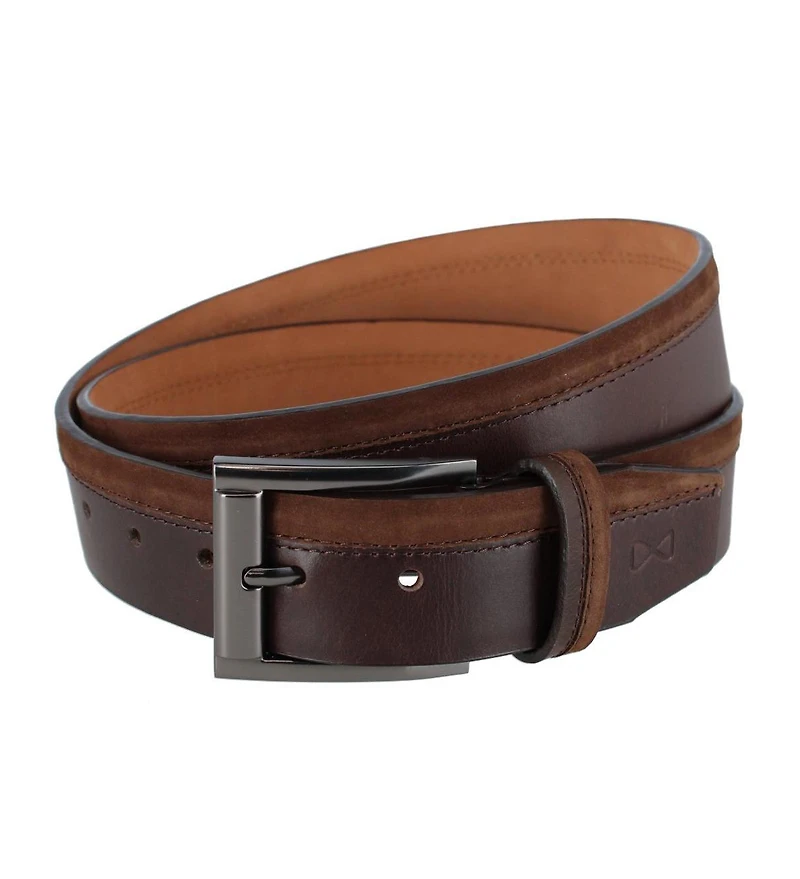 Trafalgar Men's Santiago Mixed Genuine Leather Stitched 38mm Casual Belt