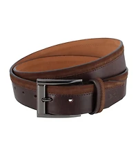 Trafalgar Men's Santiago Mixed Genuine Leather Stitched 38mm Casual Belt