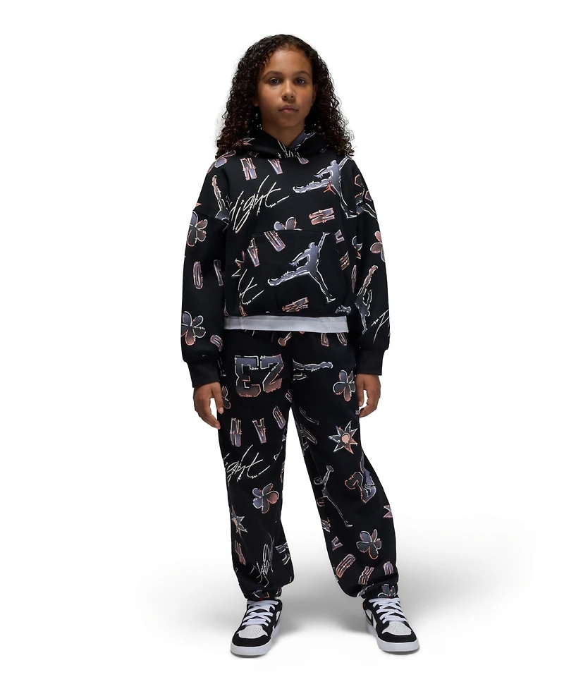 Jordan Big Girls 23 Throwback Graphic Logo Fleece Pants