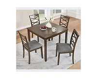 Casainc Modern Elegant 5-Piece Walnut Wood Dining Set with 4 Chairs