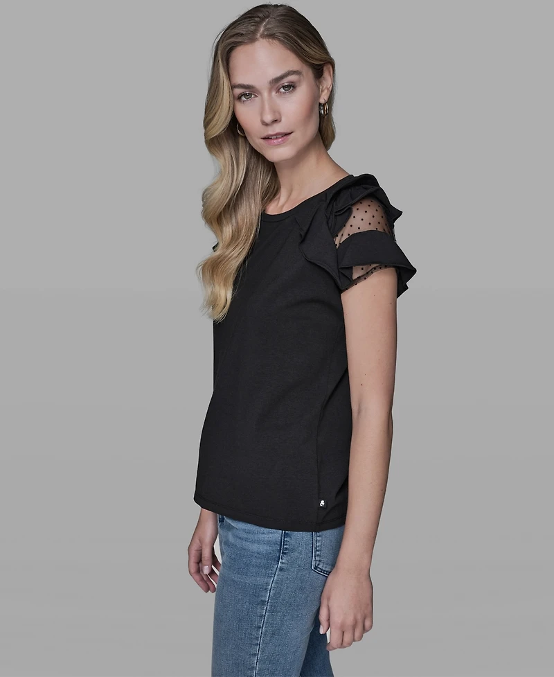 Karl Lagerfeld Paris Women's Ruffle-Sleeve Pull-On Top