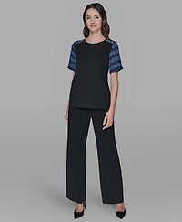 Karl Lagerfeld Paris Women's Raglan Short-Sleeve Blouse