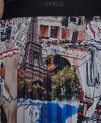 Karl Lagerfeld Paris Women's City Scene Print Pull-On Pleated Skirt
