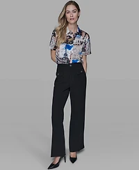 Karl Lagerfeld Paris Women's Short-Sleeve Allover City Scene Top