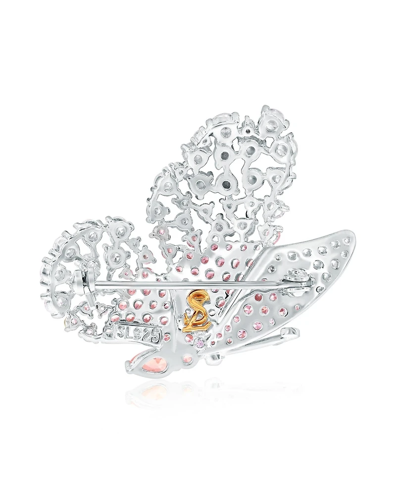 Suzy Levian New York Gala Collection Sterling Silver Cubic Zirconia Butterfly Brooch