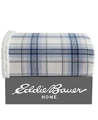 Eddie Bauer Plaid Cotton Yarn Dye Flannel Reversible Throw, 60" x 50"