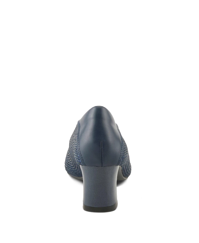 Patrizia Women's Senna Crystal-Embellished Pointed Toe Block Heel Pumps – Slip-On Dress Shoes