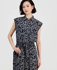 Nautica Women's Paisley Button-Front Sleeveless Jumpsuit
