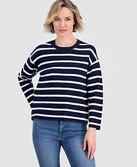 Nautica Women's Striped Braided Pointelle Sweater