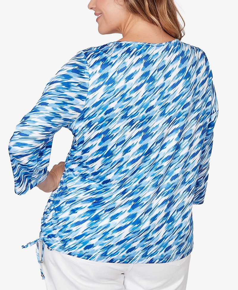 Hearts Of Palm Plus Printed 3/4 Sleeve Top