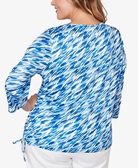 Hearts Of Palm Plus Printed 3/4 Sleeve Top
