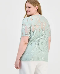 Anne Klein Plus Lace Short-Sleeve Top