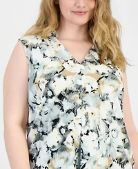 Anne Klein Plus V-Neck Sleeveless Printed Knit Top