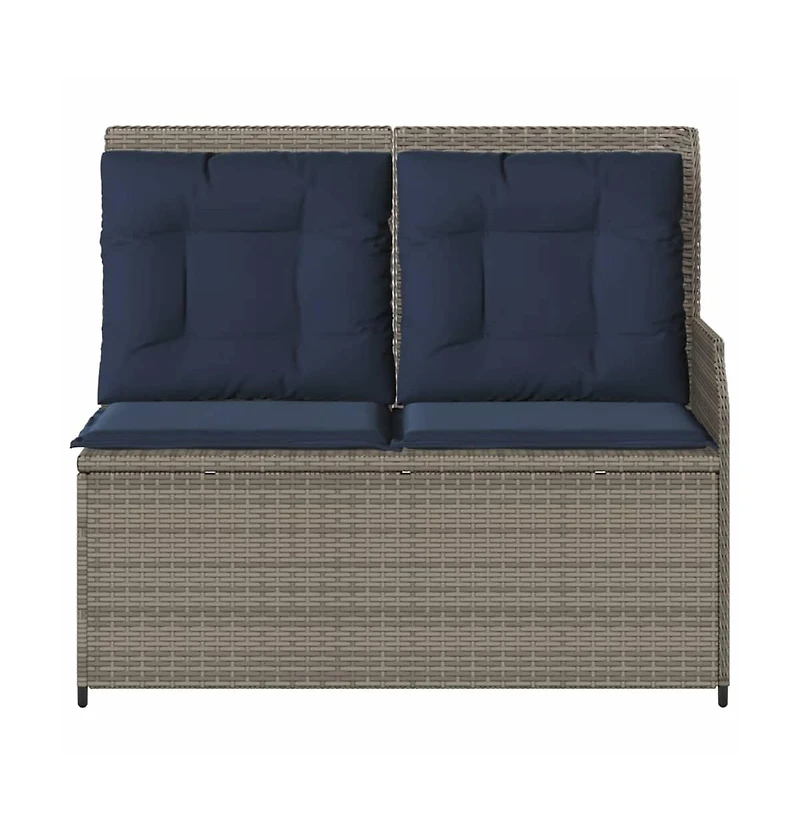 vidaXL Reclining Patio Bench Grey Pe rattan Standard outdoor bench size