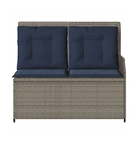 vidaXL Reclining Patio Bench Grey Pe rattan Standard outdoor bench size