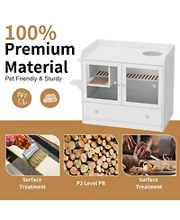 Homsee Cat Litter Box Furniture Hidden, Cats Condo Pet House with Stairs, Indoor Cat Litter House