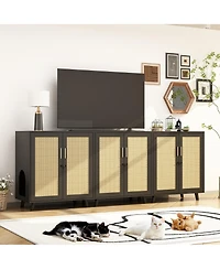 Homsee 1 Pc Wooden Cat Box Enclosure With Lock Sisal Door, Cat Washroom，Storage for Living Room