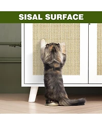 Modern Cat Litter Box Enclosure, White Hidden Litter Box Furniture Cat Washroom Storage With Lock Sisal Door for Rooms