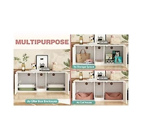 Hidden Cat Litter Box with 2 Sisal Doors, Litter Box Enclosure Washroom Storage Cabinet Bench End Table