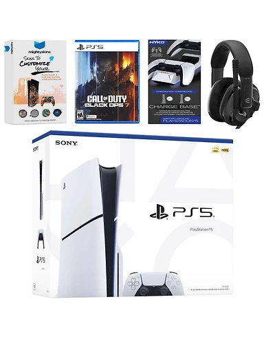 Sony PlayStation 5 Slim Disc Bundle with Call of Duty Black Ops 7, Epos Headset, Charging Dock and MightySkins Code