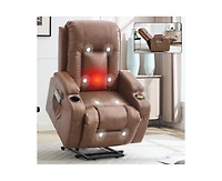 sumyeg Pu Power Lift Recliner 350LB capacity 8-point massage lumbar heat with Usb port and cup holders