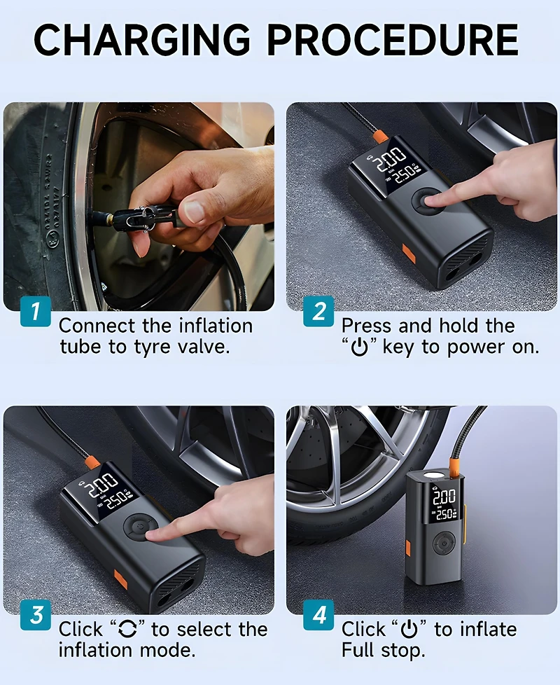 Sugift 5-in-1 Portable Jump Starter with Air Compressor, 10000mAh Car Battery Booster