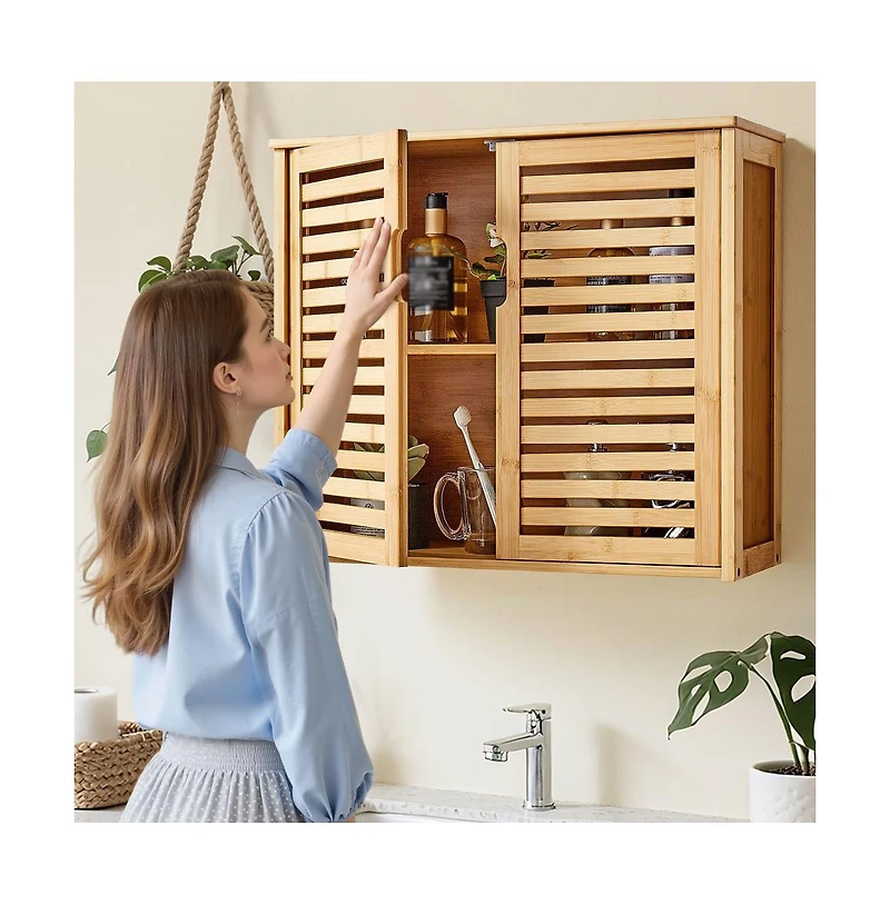 Slickblue Bathroom Wall Cabinet with Doors and Adjustable Shelves