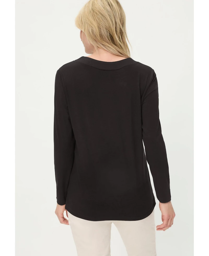 Olsen Women's V-Neck Sparkle-Trim T-Shirt