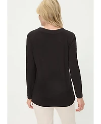 Olsen Women's V-Neck Sparkle-Trim T-Shirt