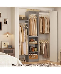 Aheaplus 4FT Small Closet Organizer with 4 Rods and 3 Shelves, 48'' System for Space