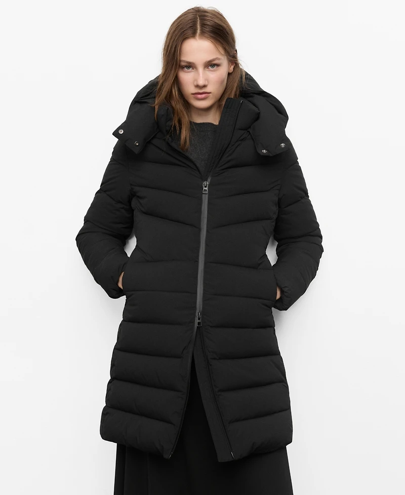 Mango Women's Hood Midi Quilted Anorak