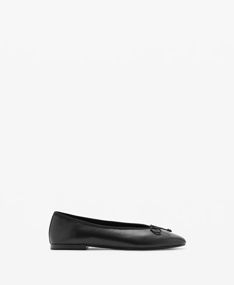 Mango Women's Bow Leather Ballet Flats