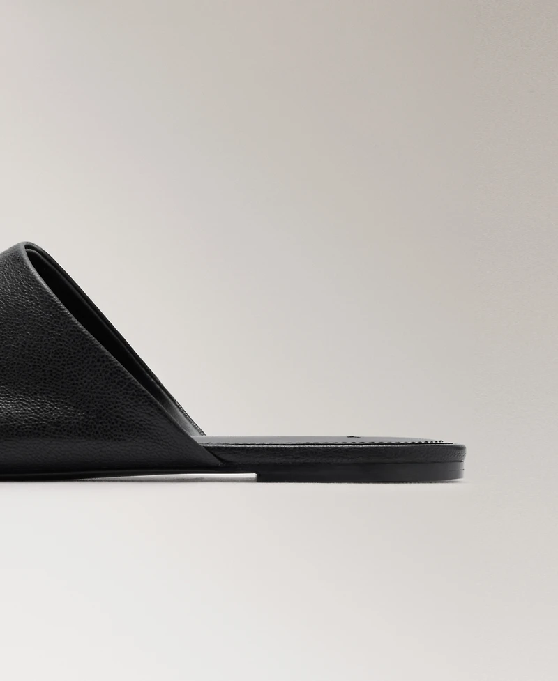 Mango Women's Leather Mule Slippers