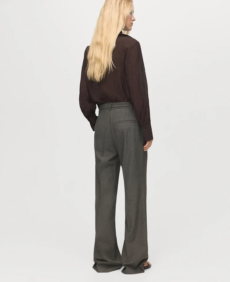 Mango Women's Belt Straight-Fit Pants