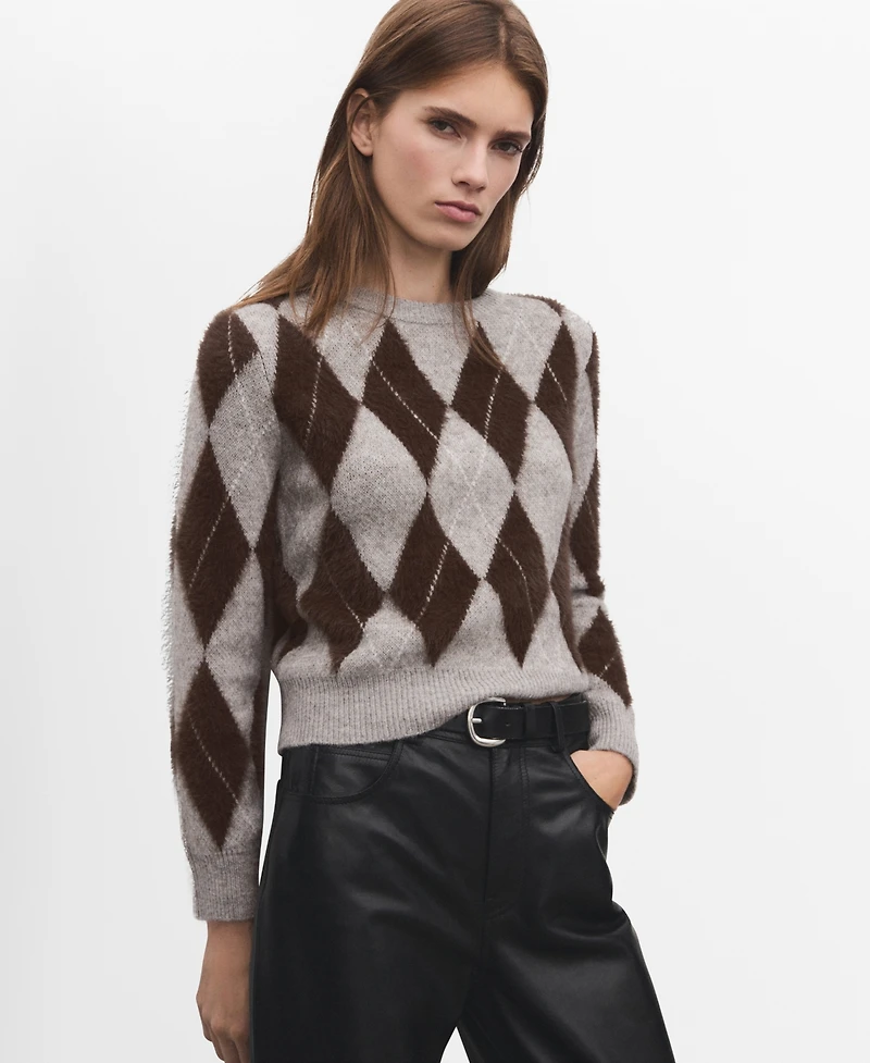 Mango Women's Diamond-Patterned Knitted Sweater
