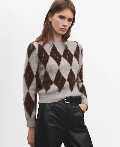 Mango Women's Diamond-Patterned Knitted Sweater