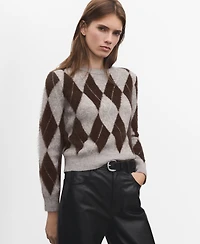 Mango Women's Diamond-Patterned Knitted Sweater