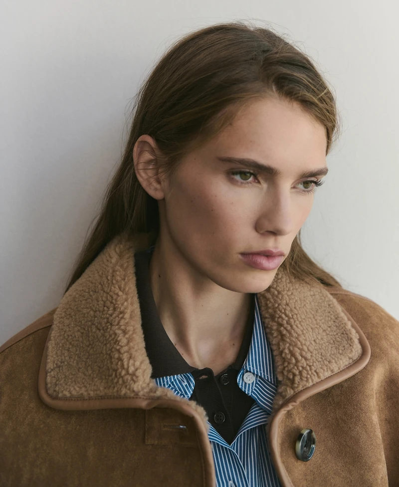 Mango Women's Faux-Shearling Leather-Effect Coat