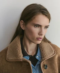 Mango Women's Faux-Shearling Leather-Effect Coat