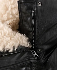 Mango Women's Shearling Collar Leather-Effect Jacket