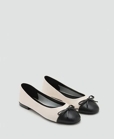 Mango Women's Bow Leather Ballet Flats