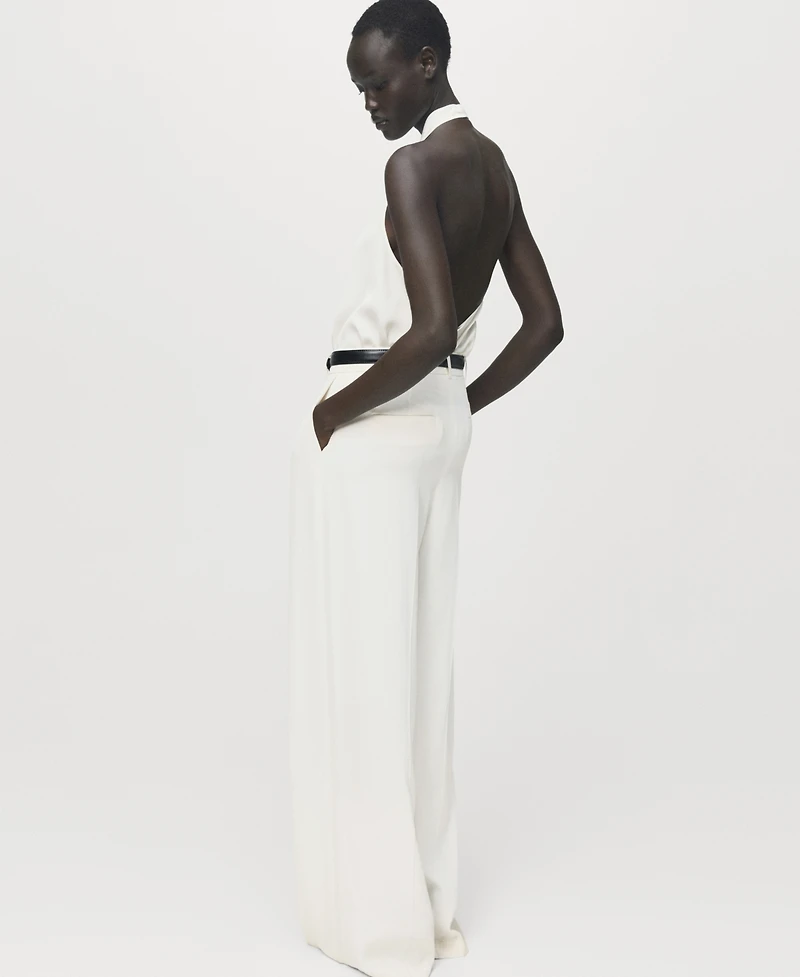 Mango Women's Draped Neck Satin Blouse