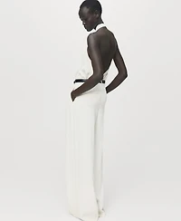 Mango Women's Draped Neck Satin Blouse